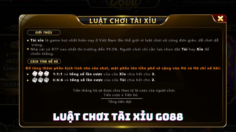 Luật chơi tài xỉu Go88