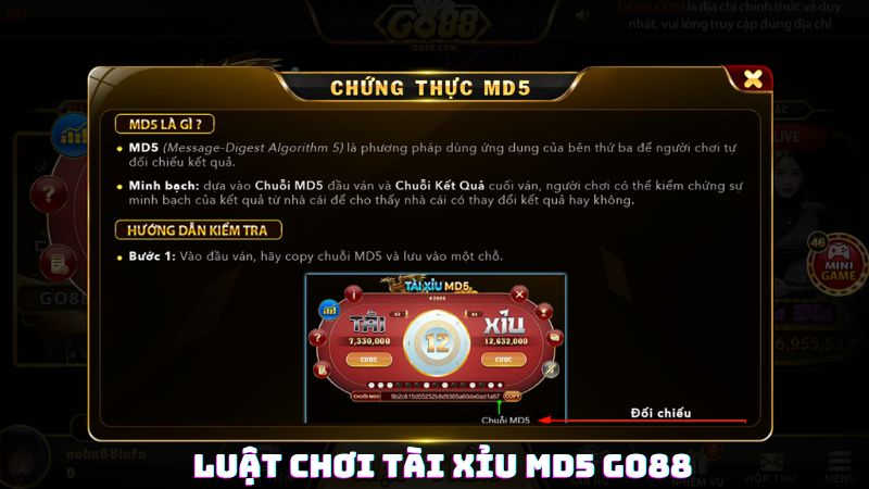 Luật chơi tài xỉu MD5 tại Go88