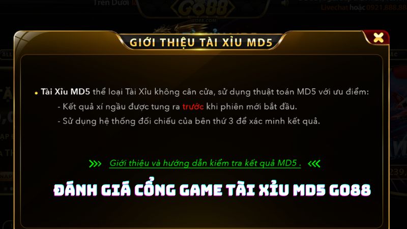 Đánh giá game tài xỉu MD5 trên Go88