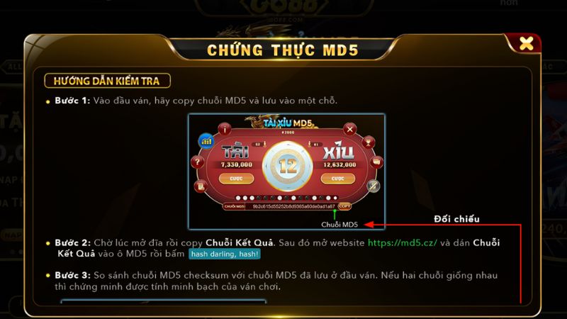 Cách chơi tài xỉu MD5 Go88